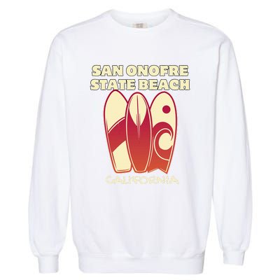 San Onofre Beach California Surfing Vintage Surfboards Garment-Dyed Sweatshirt