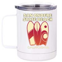 San Onofre Beach California Surfing Vintage Surfboards 12 oz Stainless Steel Tumbler Cup