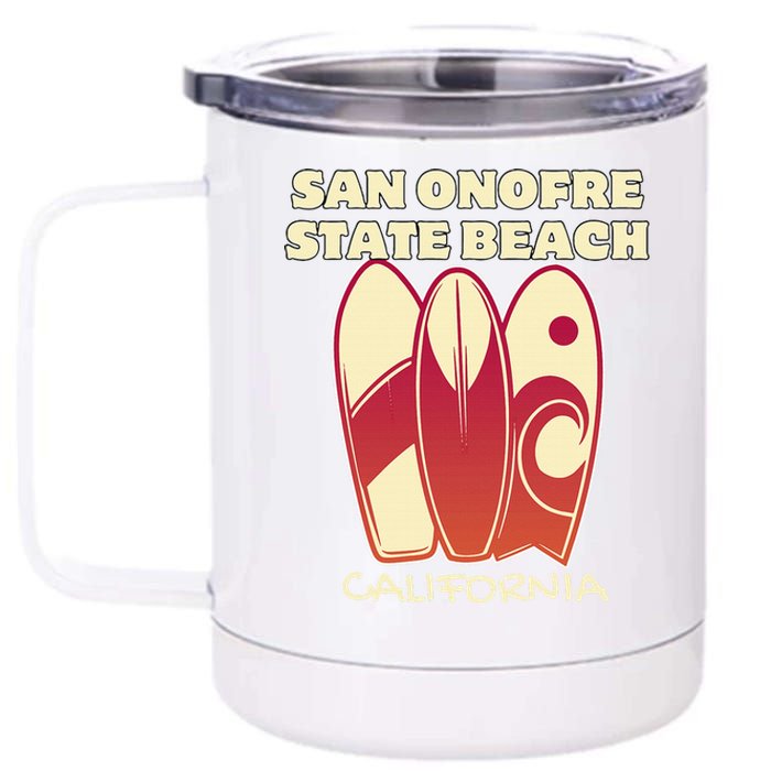 San Onofre Beach California Surfing Vintage Surfboards 12 oz Stainless Steel Tumbler Cup