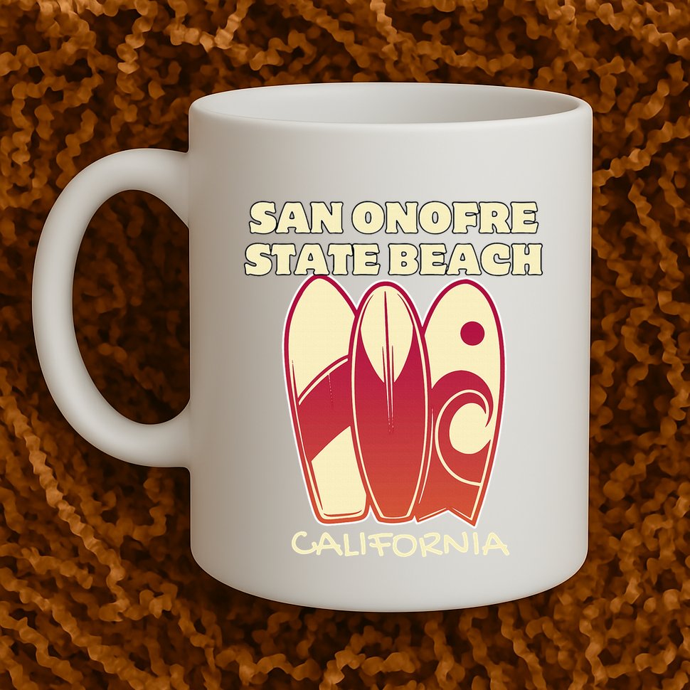 San Onofre Beach California Surfing Vintage Surfboards Mug