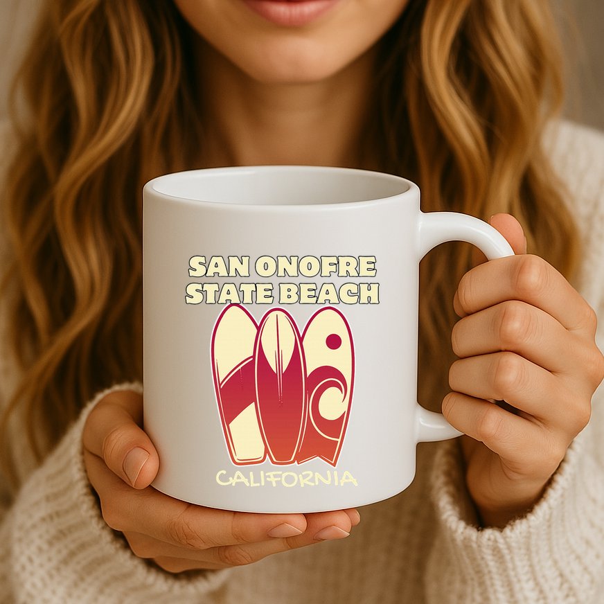 San Onofre Beach California Surfing Vintage Surfboards Mug