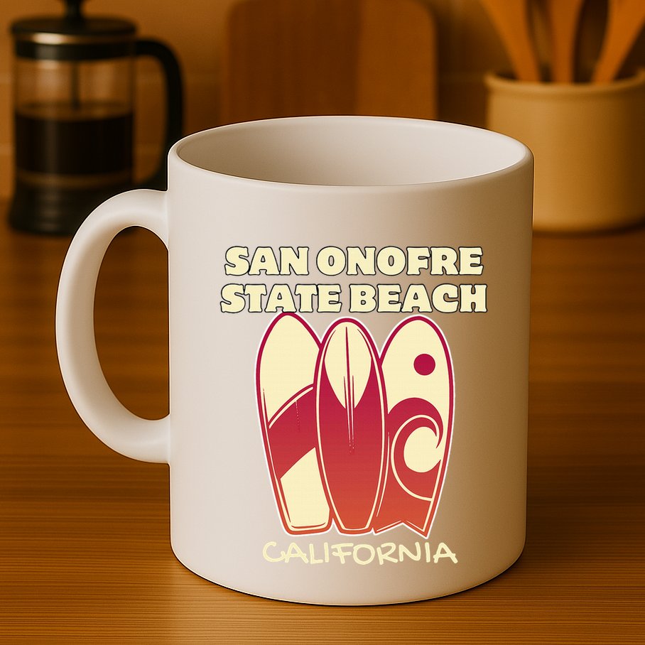 San Onofre Beach California Surfing Vintage Surfboards Mug