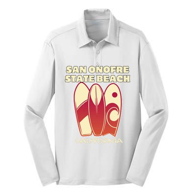 San Onofre Beach California Surfing Vintage Surfboards Silk Touch Performance Long Sleeve Polo