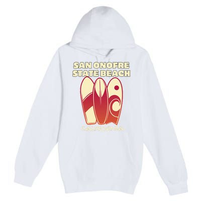 San Onofre Beach California Surfing Vintage Surfboards Premium Pullover Hoodie