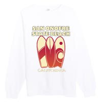 San Onofre Beach California Surfing Vintage Surfboards Premium Crewneck Sweatshirt