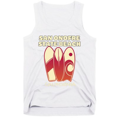 San Onofre Beach California Surfing Vintage Surfboards Tank Top