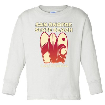 San Onofre Beach California Surfing Vintage Surfboards Toddler Long Sleeve Shirt