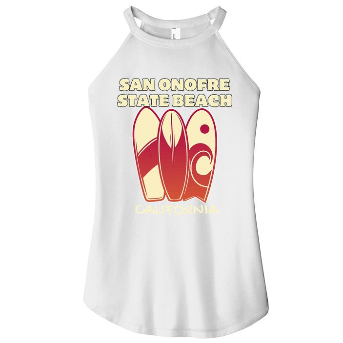 San Onofre Beach California Surfing Vintage Surfboards Women's Perfect Tri Rocker Tank