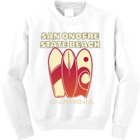 San Onofre Beach California Surfing Vintage Surfboards Kids Sweatshirt