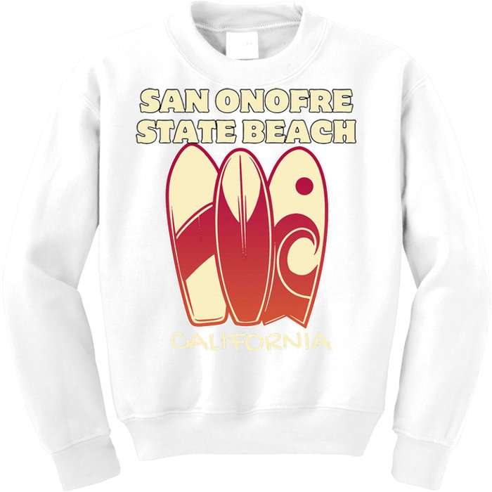 San Onofre Beach California Surfing Vintage Surfboards Kids Sweatshirt