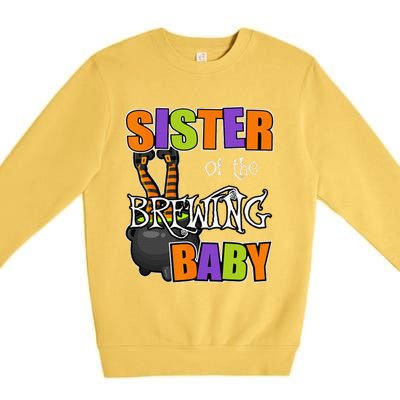 Sister Of Brewing Baby Halloween Theme Baby Shower Spooky Premium Crewneck Sweatshirt