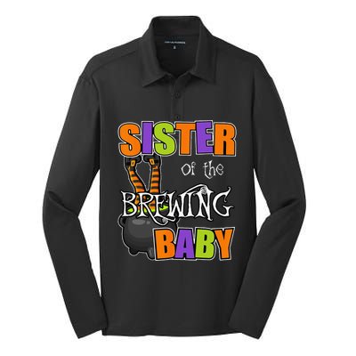 Sister Of Brewing Baby Halloween Theme Baby Shower Spooky Silk Touch Performance Long Sleeve Polo