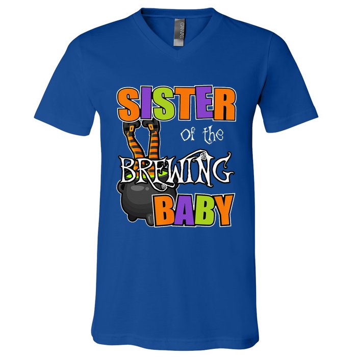 Sister Of Brewing Baby Halloween Theme Baby Shower Spooky V-Neck T-Shirt