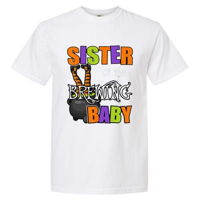 Sister Of Brewing Baby Halloween Theme Baby Shower Spooky Garment-Dyed Heavyweight T-Shirt