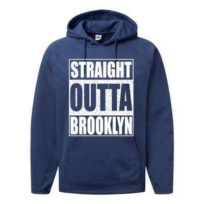 Straight Outta Brooklyn Gift New York Gift Performance Fleece Hoodie