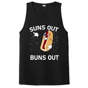 Suns Out Buns Out And Funs Out Funny Hotdog Great Gift PosiCharge Competitor Tank