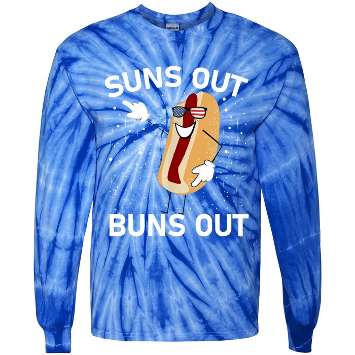 Suns Out Buns Out And Funs Out Funny Hotdog Great Gift Tie-Dye Long Sleeve Shirt