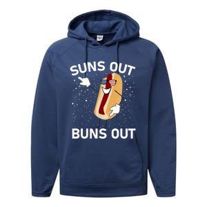 Suns Out Buns Out And Funs Out Funny Hotdog Great Gift Performance Fleece Hoodie