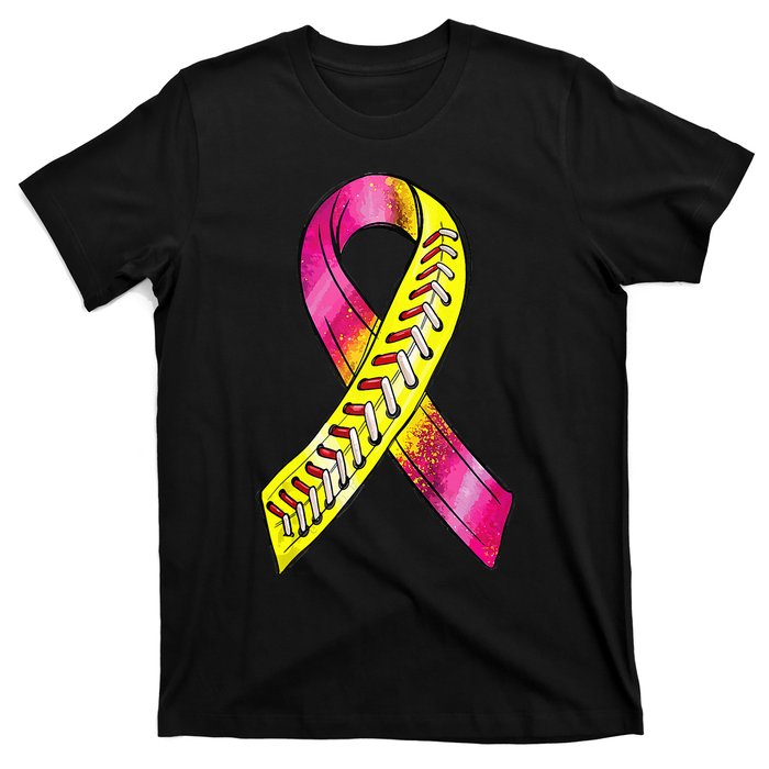 Strike Out Breast Cancer Awareness Day Pink Ribbon Softball T-Shirt