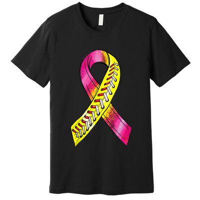 Strike Out Breast Cancer Awareness Day Pink Ribbon Softball Premium T-Shirt