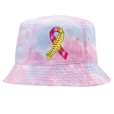 Strike Out Breast Cancer Awareness Day Pink Ribbon Softball Tie-Dyed Bucket Hat