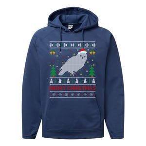 Snowy Owl Bird Lover Ugly Santa Snowy Owl Christmas Gift Performance Fleece Hoodie