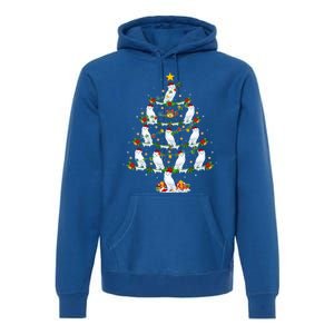 Snowy Owl Bird Lover Xmas Lighting Snowy Owl Christmas Tree Gift Premium Hoodie