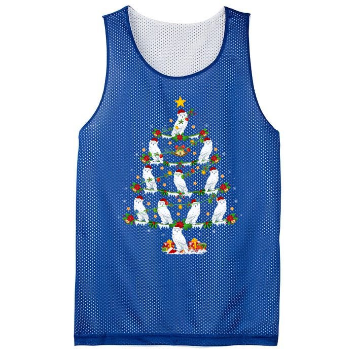 Snowy Owl Bird Lover Xmas Lighting Snowy Owl Christmas Tree Gift Mesh Reversible Basketball Jersey Tank