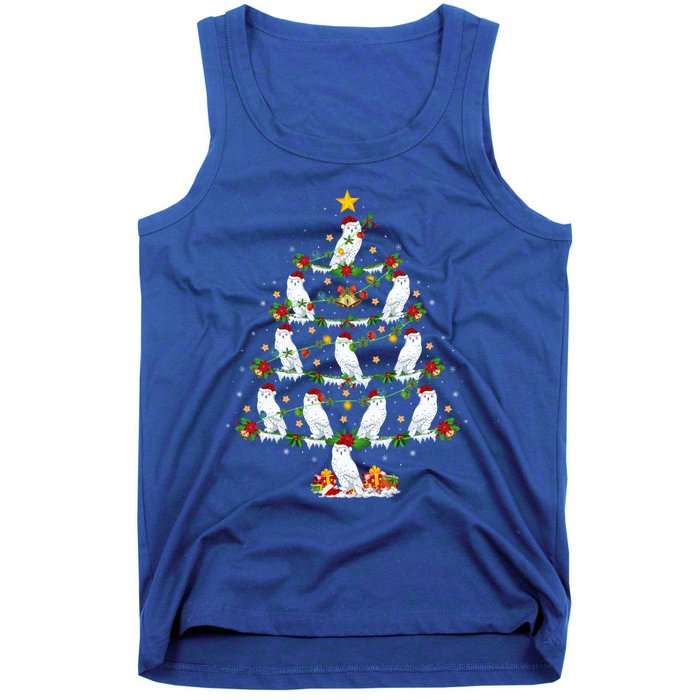 Snowy Owl Bird Lover Xmas Lighting Snowy Owl Christmas Tree Gift Tank Top