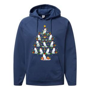 Snowy Owl Bird Lover Xmas Lighting Snowy Owl Christmas Tree Gift Performance Fleece Hoodie