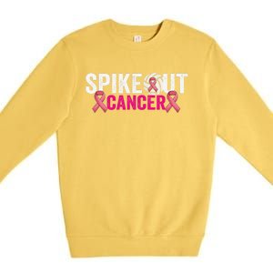 Spike Out Breast Cancer Warrior Volleyball Pink Ribbon Premium Crewneck Sweatshirt