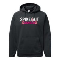 Spike Out Breast Cancer Warrior Volleyball Pink Ribbon Performance Fleece Hoodie