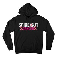 Spike Out Breast Cancer Warrior Volleyball Pink Ribbon Hoodie