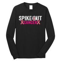 Spike Out Breast Cancer Warrior Volleyball Pink Ribbon Long Sleeve Shirt