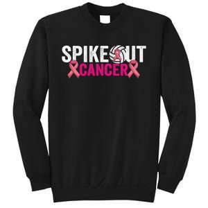 Spike Out Breast Cancer Warrior Volleyball Pink Ribbon Sweatshirt