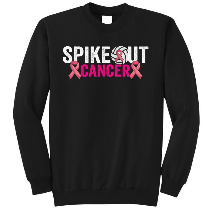 Spike Out Breast Cancer Warrior Volleyball Pink Ribbon Sweatshirt