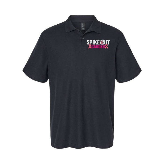 Spike Out Breast Cancer Warrior Volleyball Pink Ribbon Softstyle Adult Sport Polo