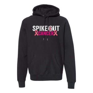 Spike Out Breast Cancer Warrior Volleyball Pink Ribbon Premium Hoodie