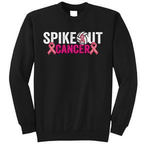 Spike Out Breast Cancer Warrior Volleyball Pink Ribbon Tall Sweatshirt