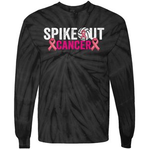 Spike Out Breast Cancer Warrior Volleyball Pink Ribbon Tie-Dye Long Sleeve Shirt