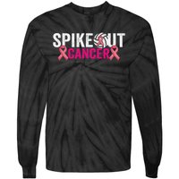 Spike Out Breast Cancer Warrior Volleyball Pink Ribbon Tie-Dye Long Sleeve Shirt