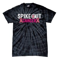 Spike Out Breast Cancer Warrior Volleyball Pink Ribbon Tie-Dye T-Shirt