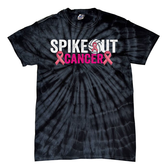 Spike Out Breast Cancer Warrior Volleyball Pink Ribbon Tie-Dye T-Shirt