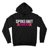 Spike Out Breast Cancer Warrior Volleyball Pink Ribbon Tall Hoodie