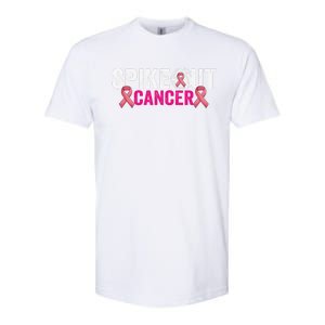 Spike Out Breast Cancer Warrior Volleyball Pink Ribbon Softstyle CVC T-Shirt