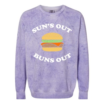 Suns Out Buns Out Bbq Hamburger Gift Colorblast Crewneck Sweatshirt