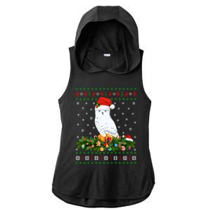 Snowy Owl Bird Lover Xmas Santa Hat Ugly Snowy Owl Christmas Cute Gift Ladies PosiCharge Tri-Blend Wicking Draft Hoodie Tank