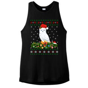 Snowy Owl Bird Lover Xmas Santa Hat Ugly Snowy Owl Christmas Cute Gift Ladies PosiCharge Tri-Blend Wicking Tank