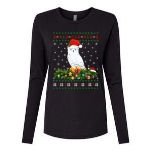 Snowy Owl Bird Lover Xmas Santa Hat Ugly Snowy Owl Christmas Cute Gift Womens Cotton Relaxed Long Sleeve T-Shirt