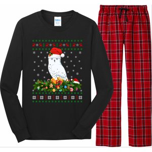 Snowy Owl Bird Lover Xmas Santa Hat Ugly Snowy Owl Christmas Cute Gift Long Sleeve Pajama Set